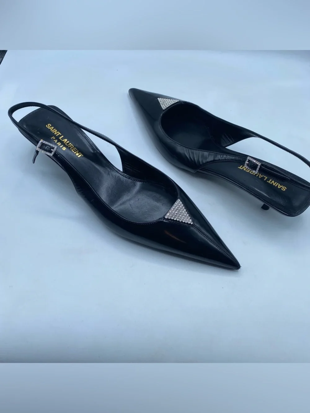 Saint Laurent Cherish Slingback Pumps with Crystal Accents - Picture 9 of 16
